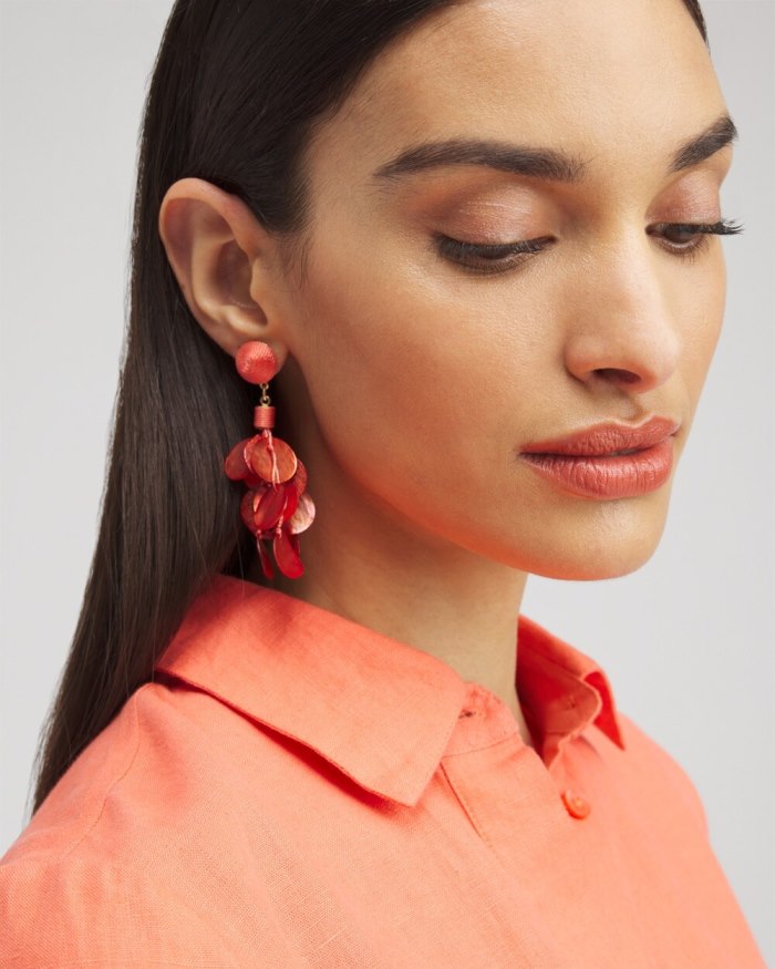 Women's No Droop Orange Shell Earrings - Nectarine