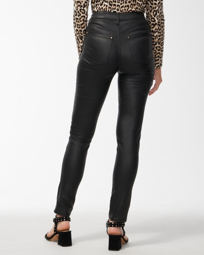 Women's Coated Slim Jeans - Black