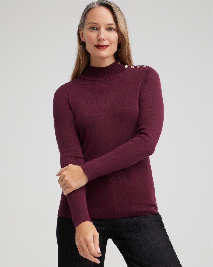 Women's ECOVERO Mock Neck Sweater - Deep Merlot