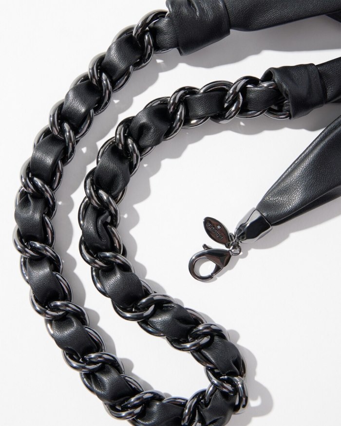 Women's Faux Leather Single Strand Necklace - Hematite