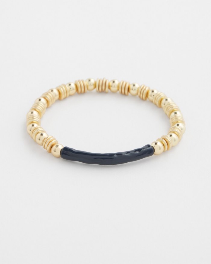 Women's Enamel Bar Stretch Bracelet - Navy