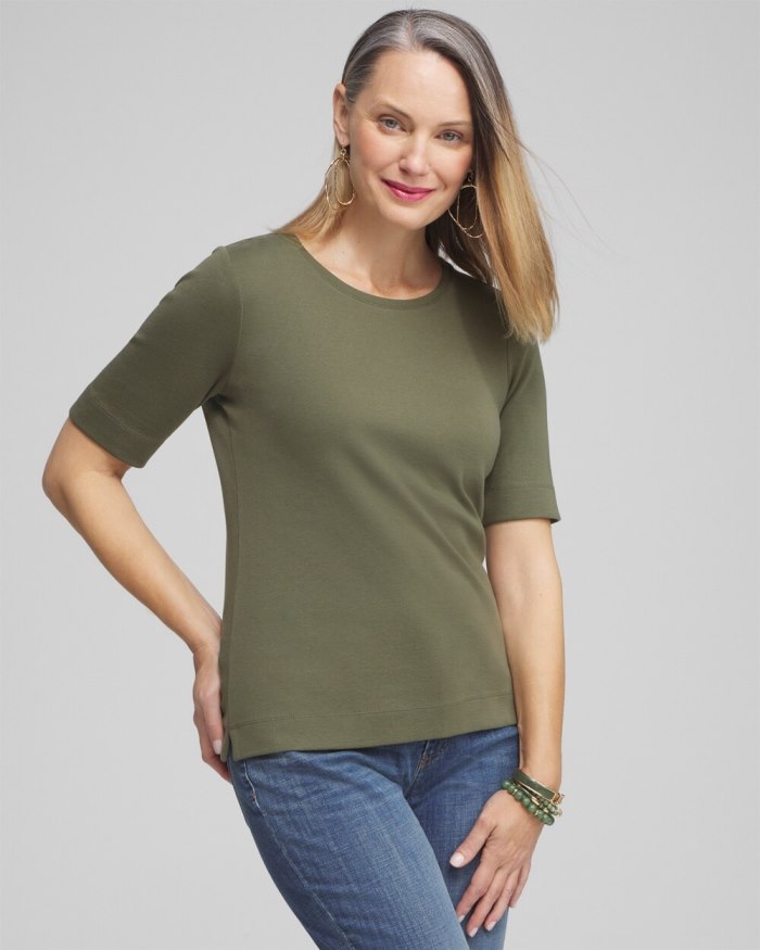 Women's Everyday Elbow Sleeve Tee - Olive - Click Image to Close