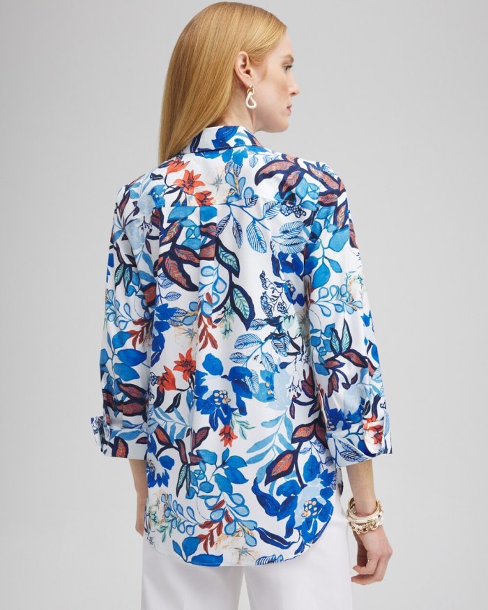 Women's No Iron Stretch Cool Floral Shirt - Intense Azure