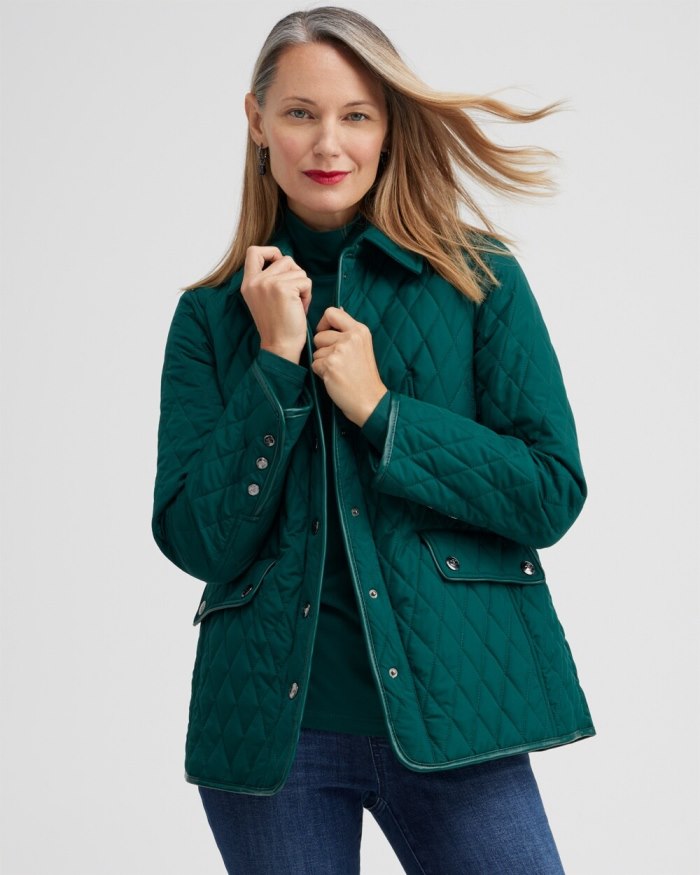 Women's Quilted Mid-Length Jacket - Enchanted Forest - Click Image to Close