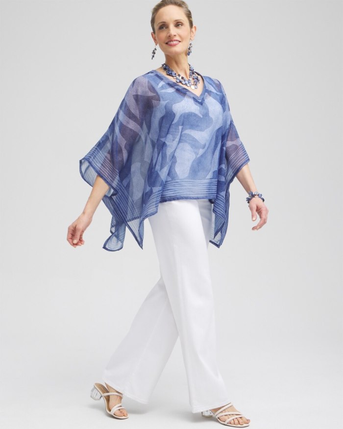 Women's Chiffon Cool Abstract Poncho - Classic Navy