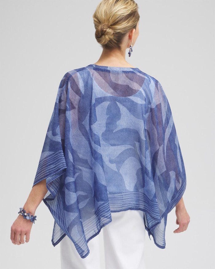 Women's Chiffon Cool Abstract Poncho - Classic Navy