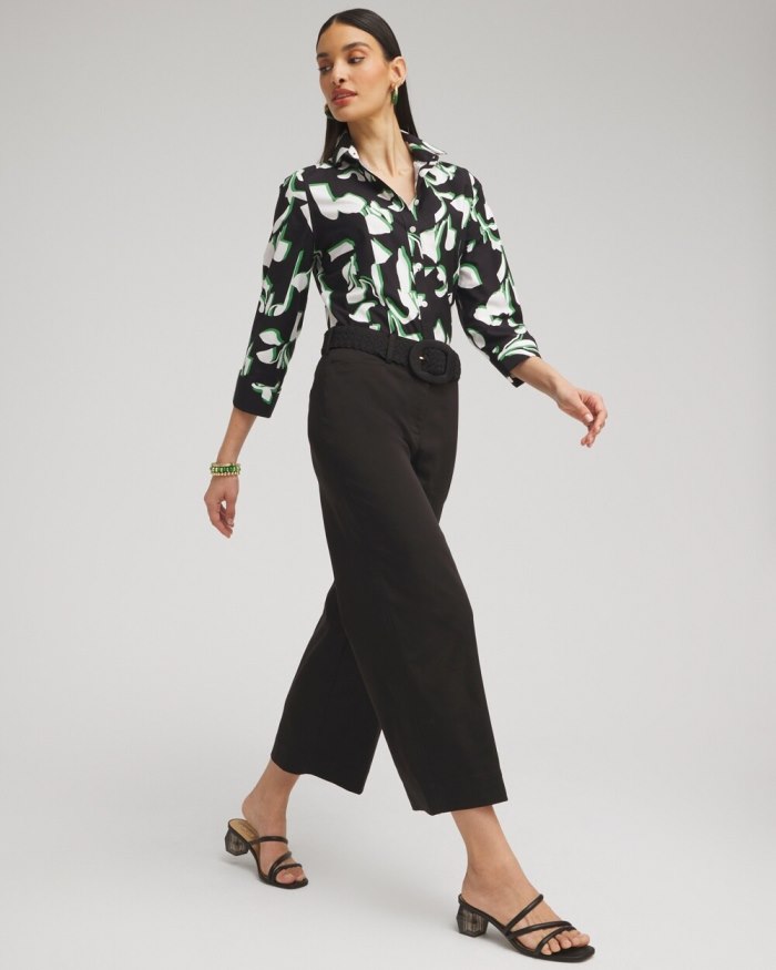 Women's No Iron Stretch Floral 3/4 Sleeve Shirt - Verdant Green