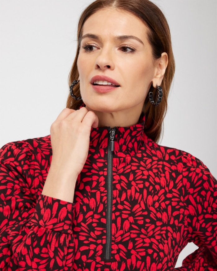 Women's Zenergy French Terry Print Half Zip Pullover - Wild Poppy