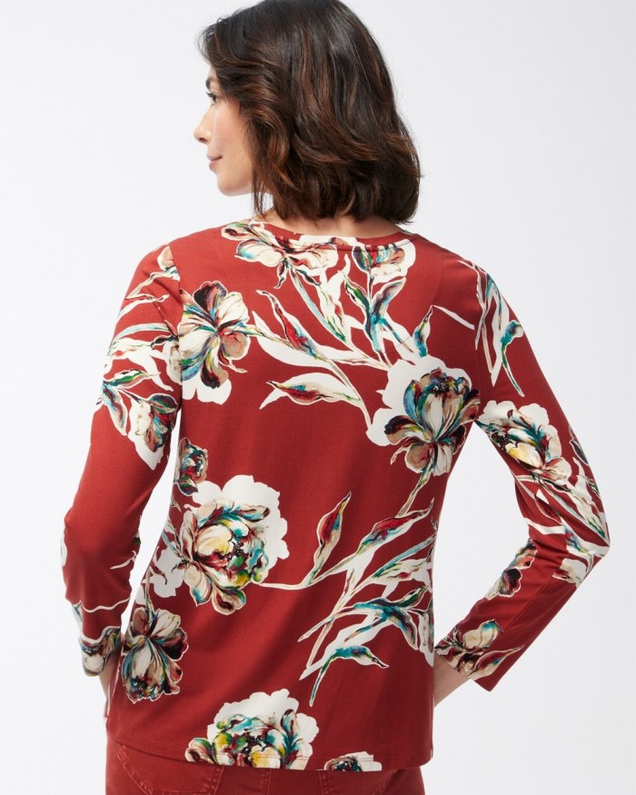 Women's Touch of Cool Floral Layering Tee - Smoked Paprika