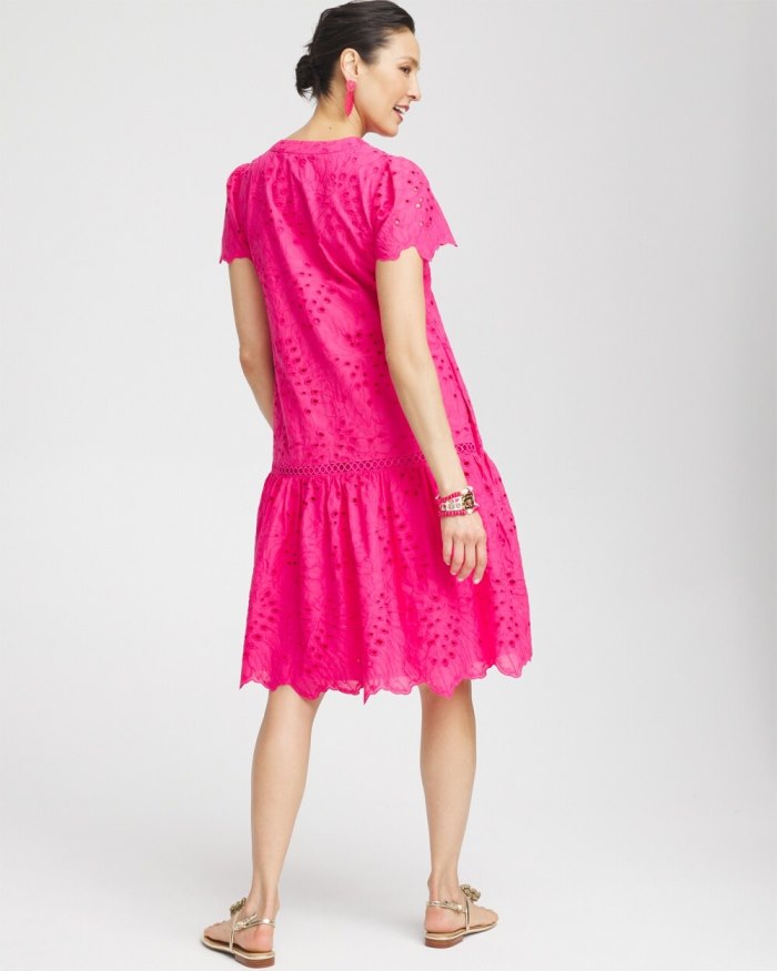 Women's Lace Popover Dress - PINK BROMELIAD