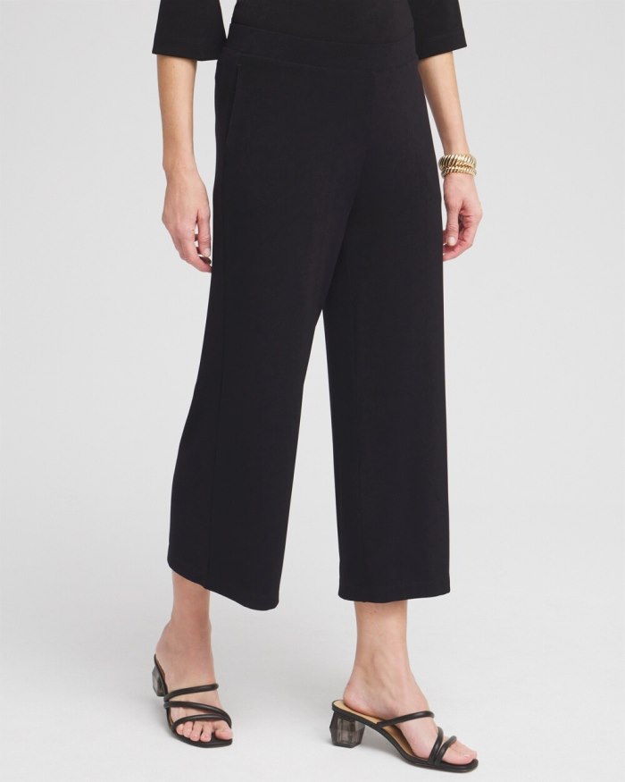 Women's Travelers Wide Leg Pocket Cropped Pants - Travelers Black