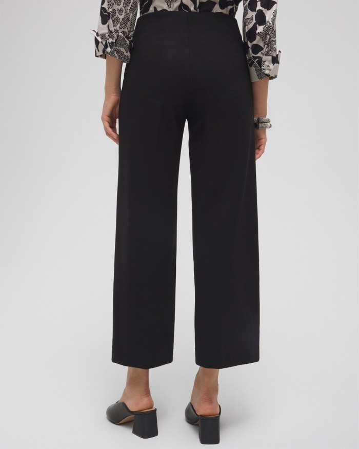 Women's Juliet Ponte Wide Leg Cropped Pants - Black