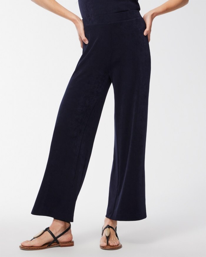 Women's Travelers Wide Leg Side Slit Ankle Pants - Travelers India Ink