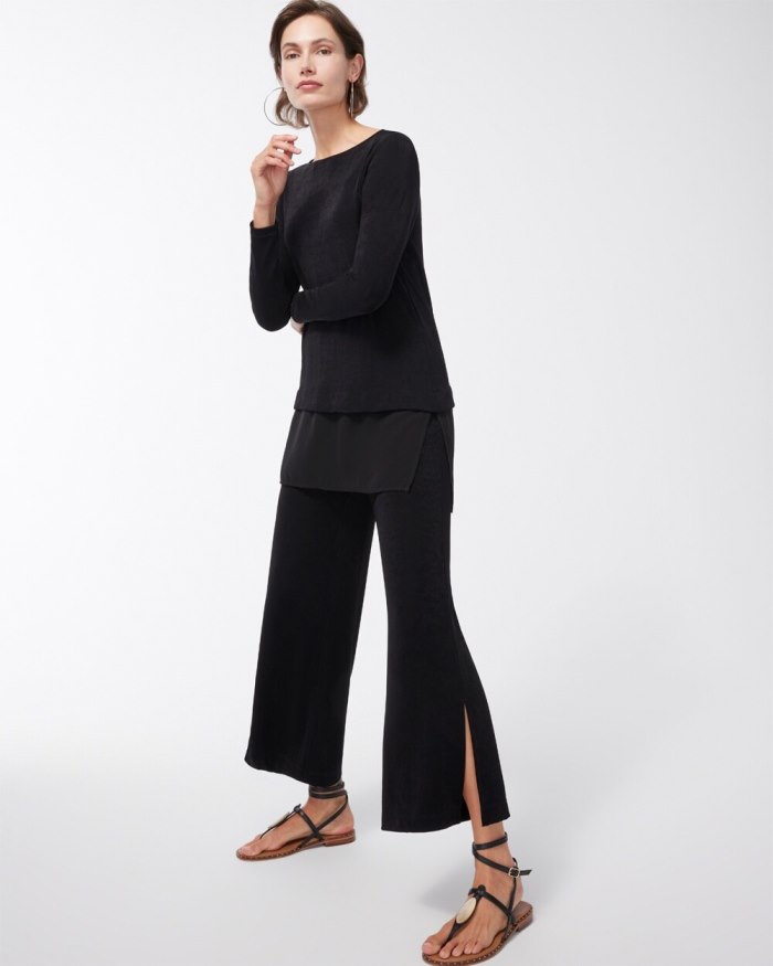 Women's Travelers Wide Leg Side Slit Ankle Pants - Travelers India Ink