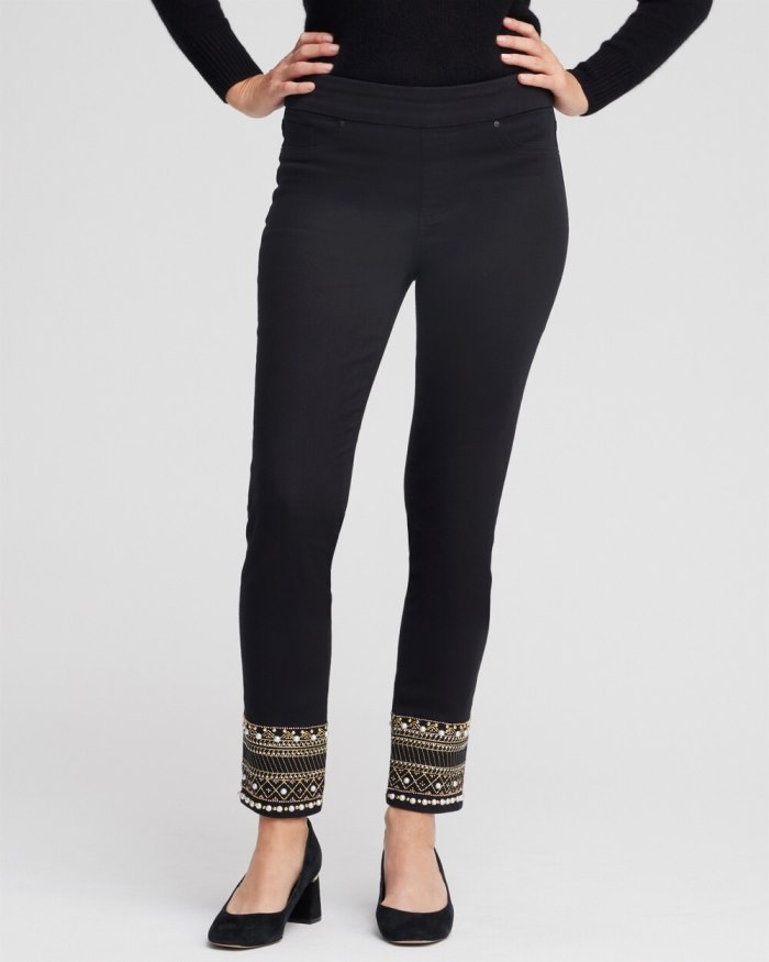 Women's Embellished Pull-On Jeggings - Black