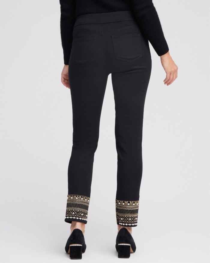 Women's Embellished Pull-On Jeggings - Black