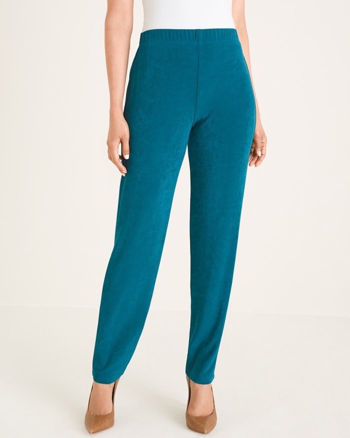 Women's Travelers Essential Slim Pants - Striking Teal - Click Image to Close