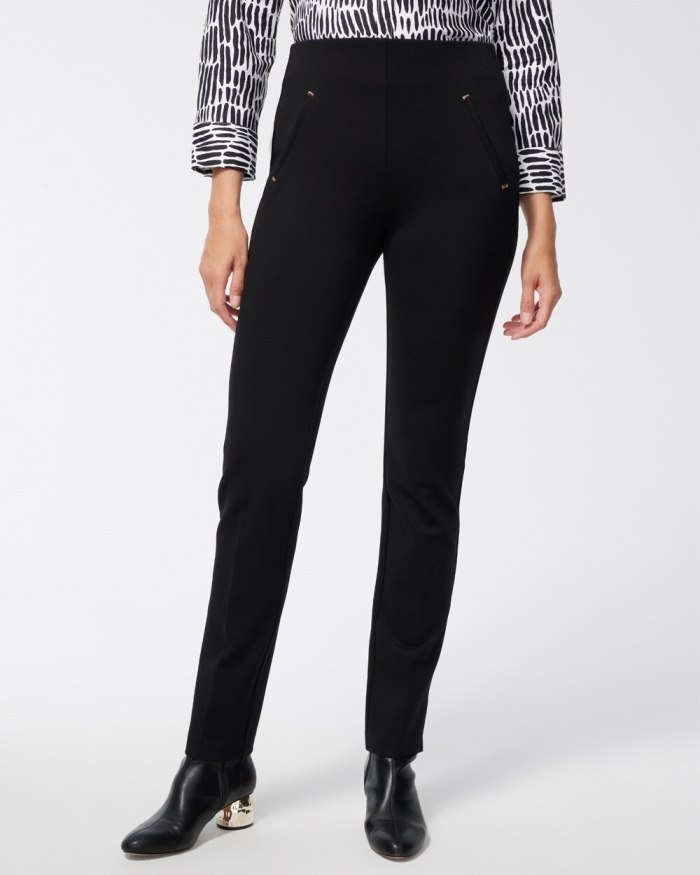 Women's Juliet Ponte Trim Detail Pants - Black - Click Image to Close