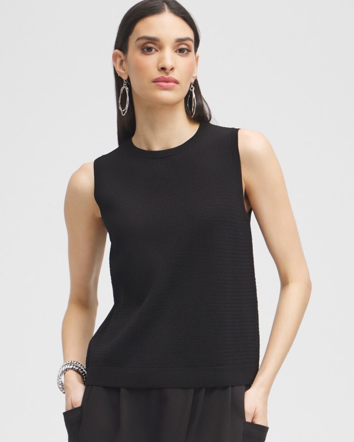 Women's Black Label Fine Knit Top - Black - Click Image to Close