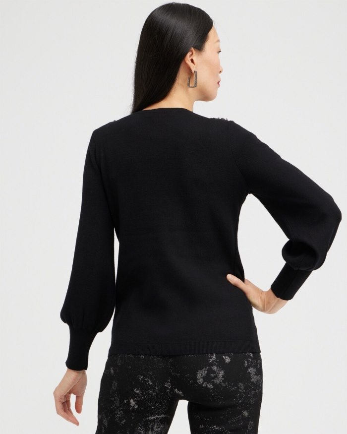 Women's Gem Embellished Pullover Sweater - Enchanted Forest