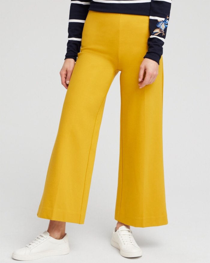 Women's Ponte Wide Leg Ankle Pants - Golden Hour