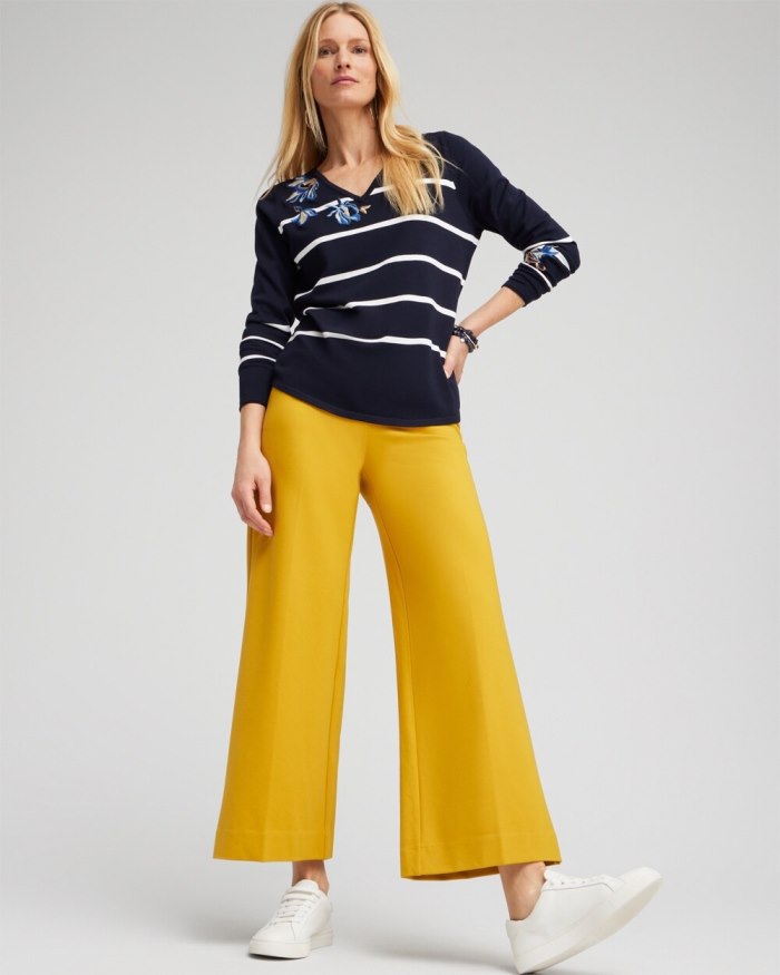 Women's Ponte Wide Leg Ankle Pants - Golden Hour