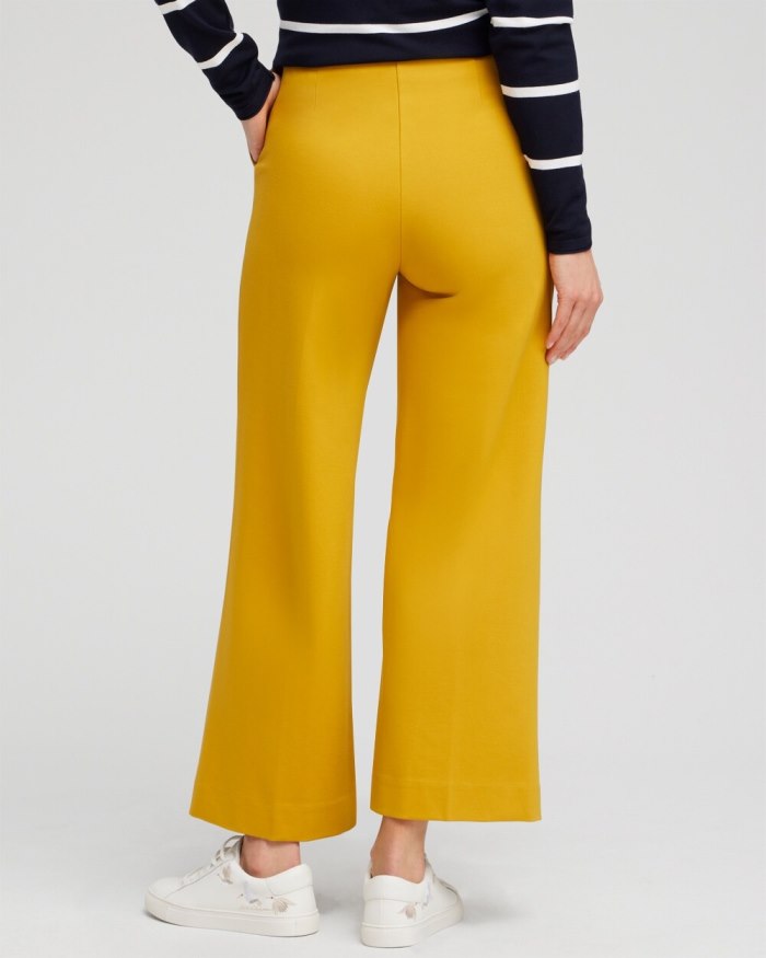 Women's Ponte Wide Leg Ankle Pants - Golden Hour