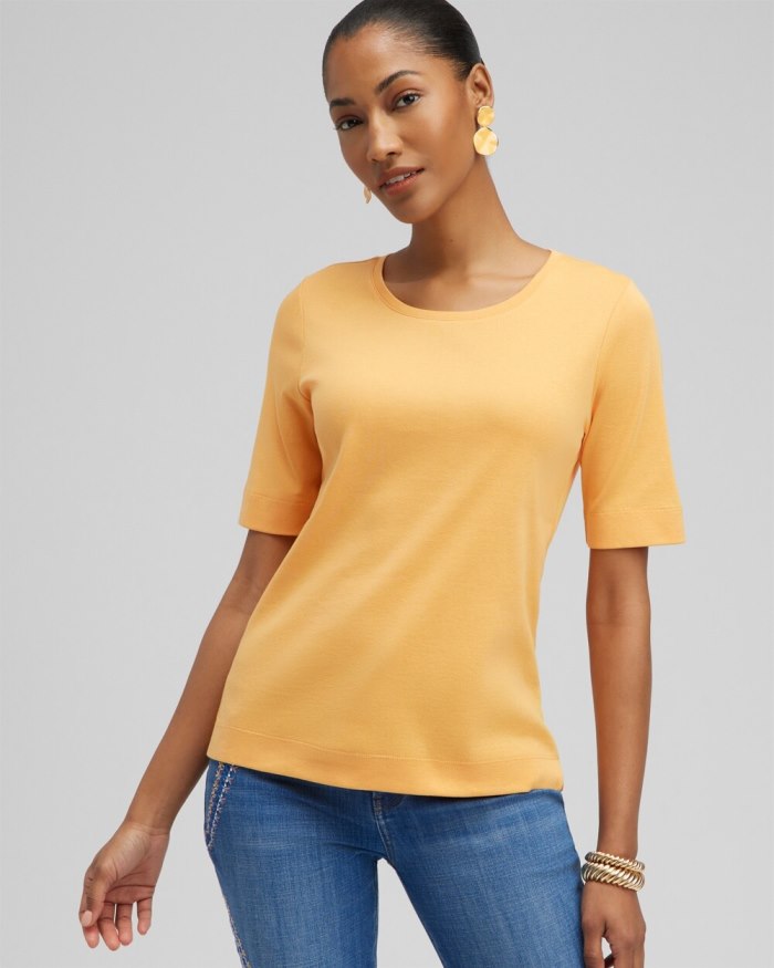 Women's Everyday Elbow Sleeve Tee - Mango Sorbet - Click Image to Close