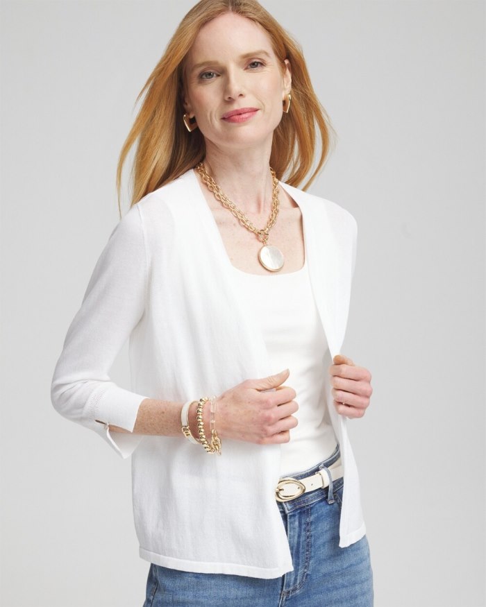 Women's Summer Romance Short Cardigan - Alabaster - Click Image to Close