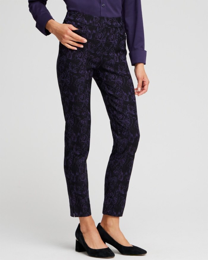 Women's Brigitte Floral Ankle Pants - Black And Purple