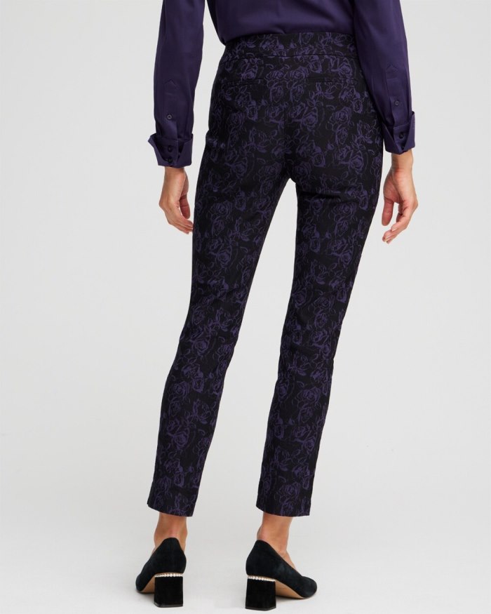 Women's Brigitte Floral Ankle Pants - Black And Purple