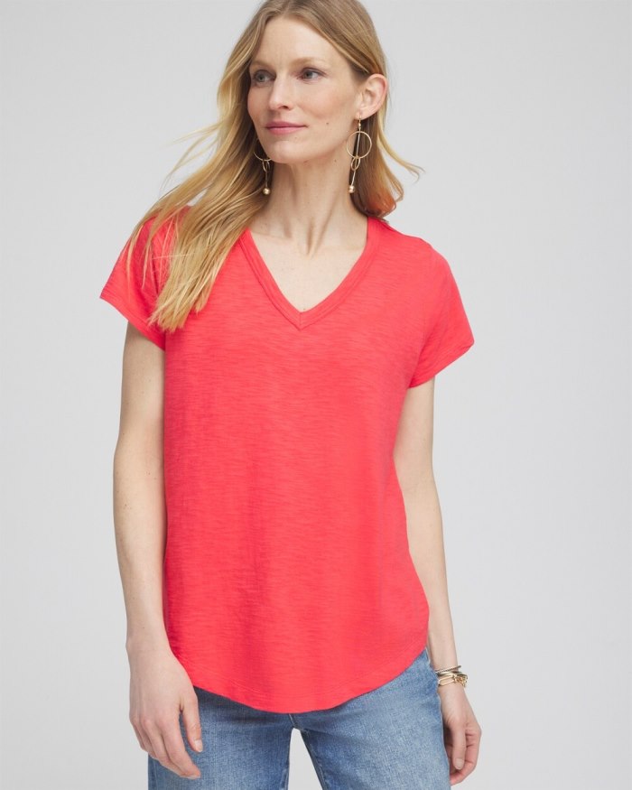 Women's Cap Sleeve V-neck Tee - Watermelon Punch - Click Image to Close