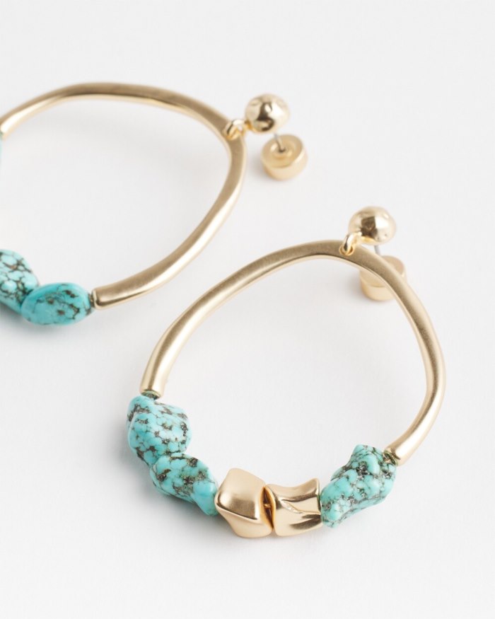 Women's No Droop Turquoise Drop Hoops - Turq