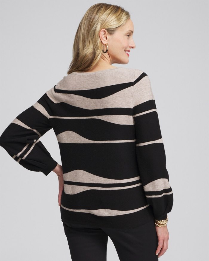 Women's Lantern Sleeve Pullover Sweater - Black