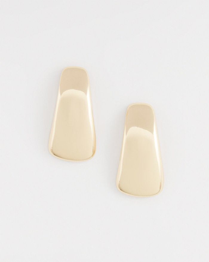 Women's Curved Gold Tone Earrings - Gold - Click Image to Close