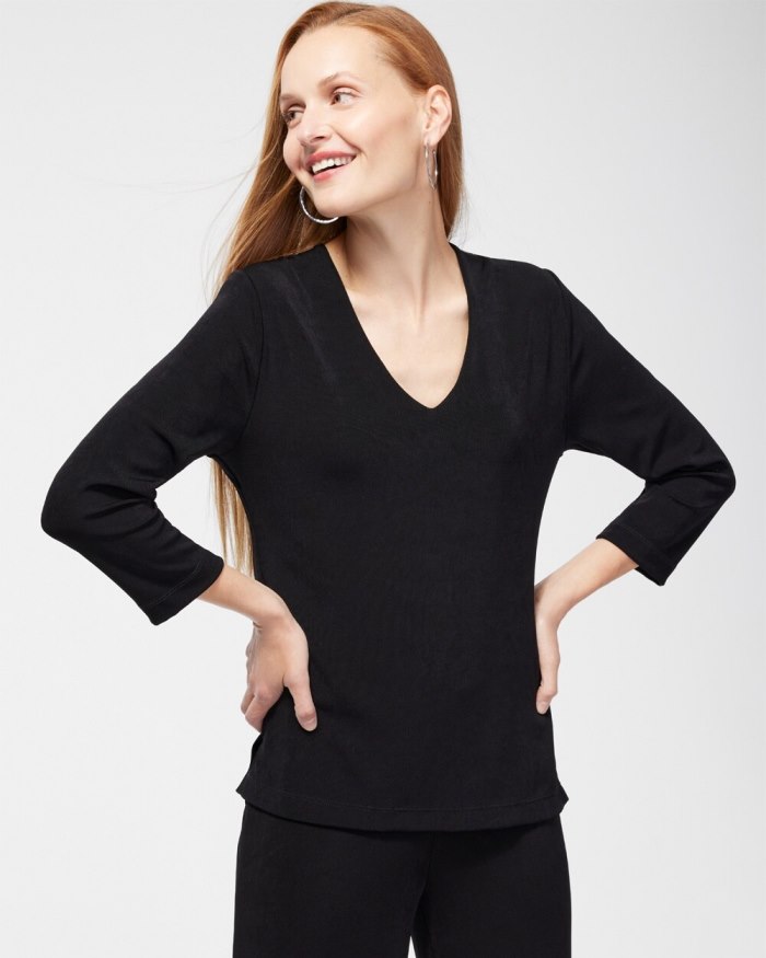 Women's Travelers Classic V-Neck Top - Black - Click Image to Close