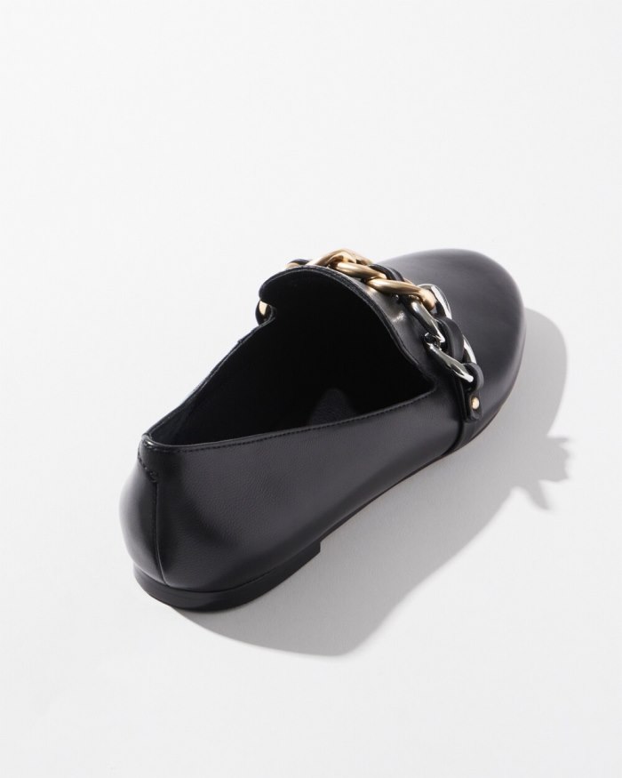 Women's Black Leather Loafers - Black