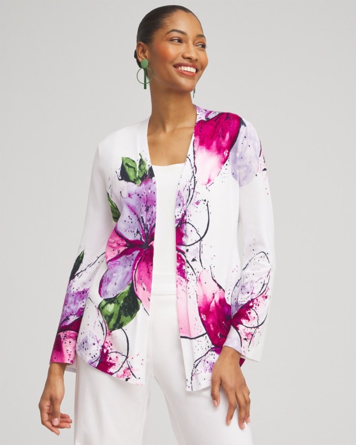 Women's Spun Rayon Petals Flare Sleeve Cardigan - Magenta Rose