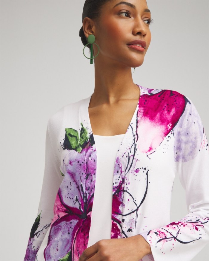 Women's Spun Rayon Petals Flare Sleeve Cardigan - Magenta Rose