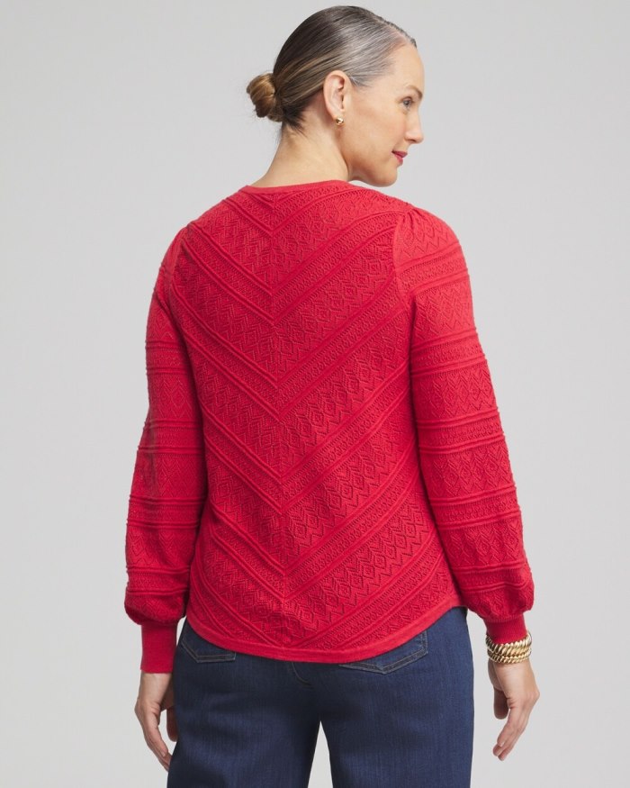 Women's Pointelle Cashmere Blend Pullover - Ginger Rose