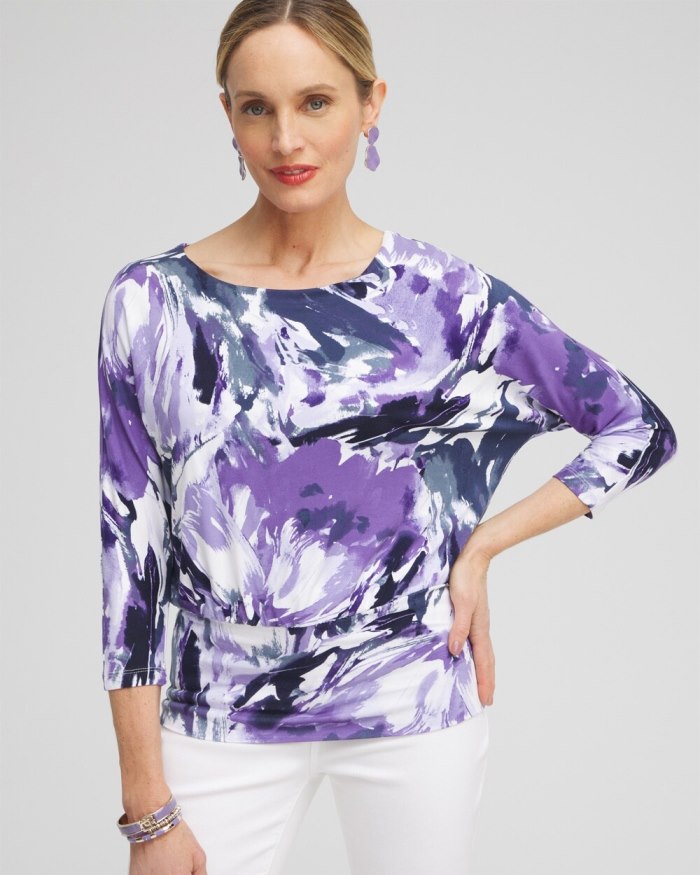 Women's Touch of Cool Abstract Banded Hem Top - Parisian Purple