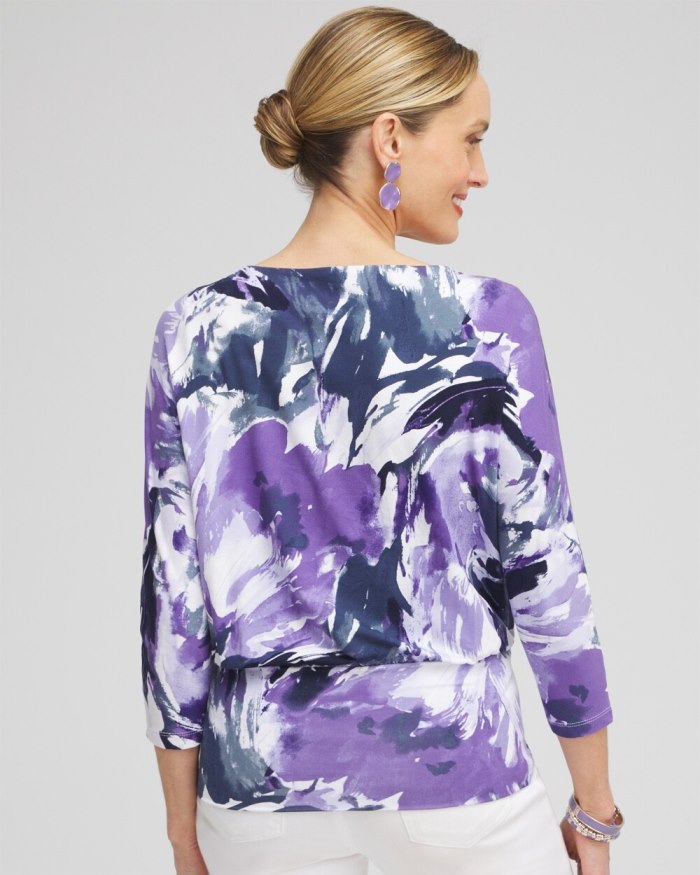 Women's Touch of Cool Abstract Banded Hem Top - Parisian Purple