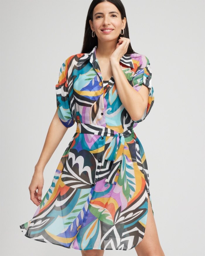 Women's Button Down Coverup - Multi