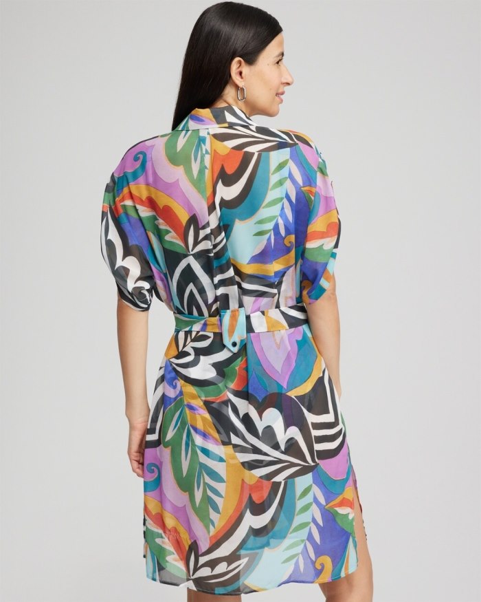 Women's Button Down Coverup - Multi