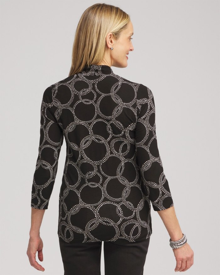 Women's Touch of Cool Circle Print 3/4 Sleeve Tee - Black