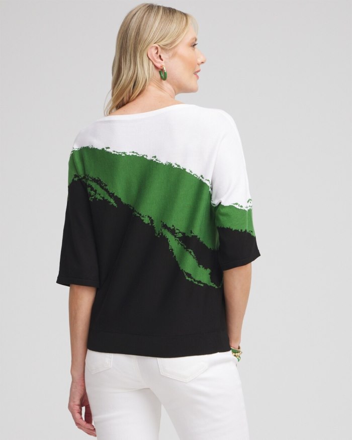 Women's Intarsia Dolman Pullover Sweater - Verdant Green