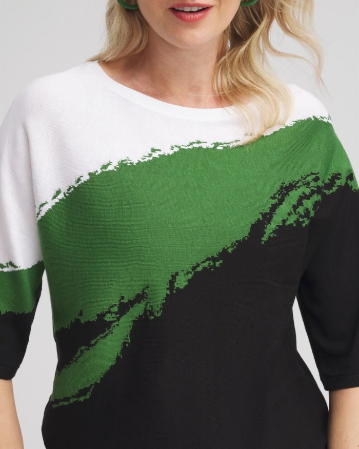 Women's Intarsia Dolman Pullover Sweater - Verdant Green