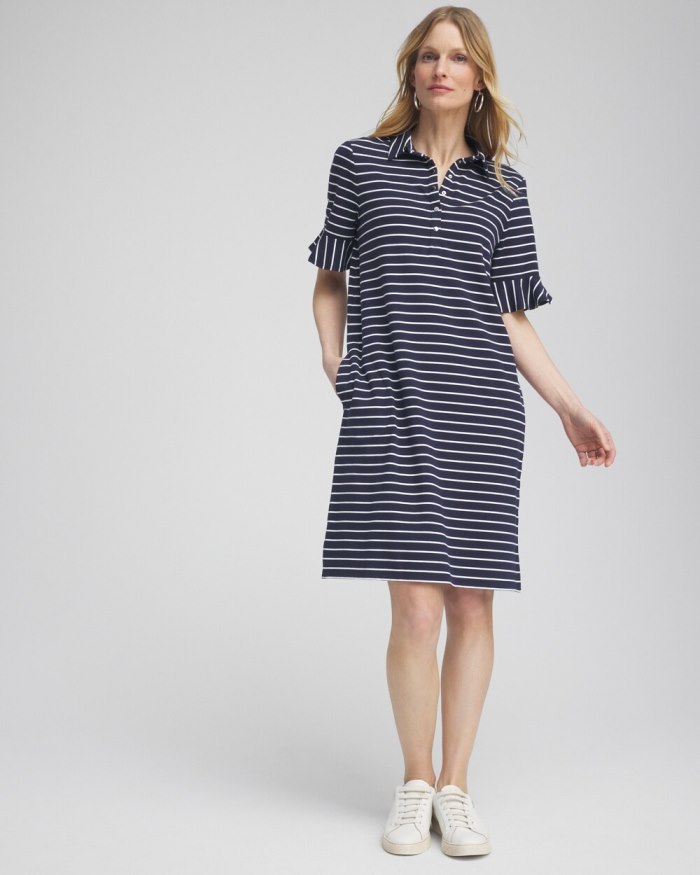 Women's Zenergy UPF Neema Stripe Ruffle Dress - Classic Navy