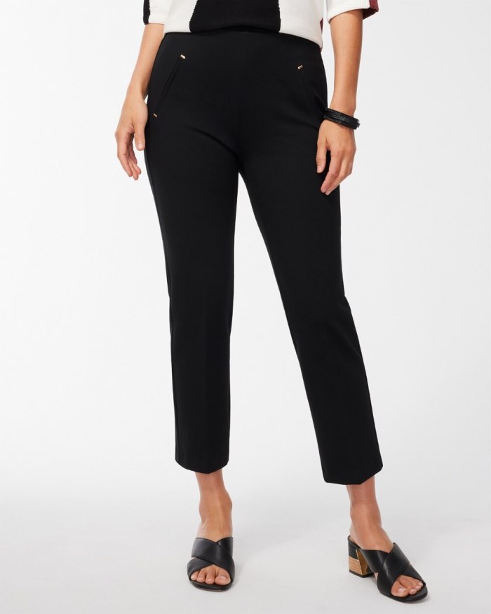 Women's Juliet Ponte Straight Cropped Pants - Black - Click Image to Close