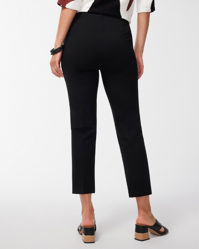 Women's Juliet Ponte Straight Cropped Pants - Black